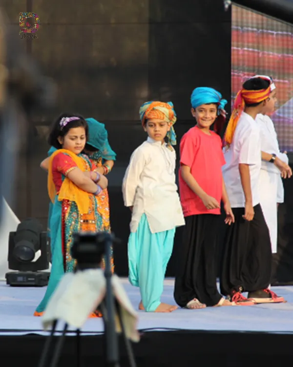 Bunch of kids standing on a stage made by event organisers in Hyderabad